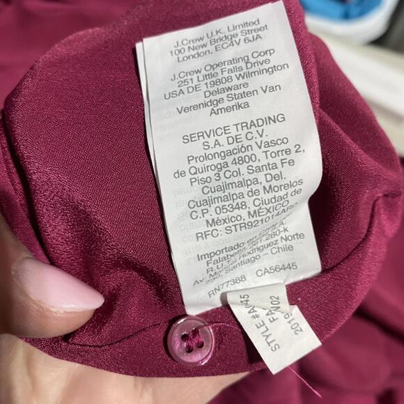 J. Crew Tailored  Maroon Mini Skirt Buttons 6 Excellent Stretch Asymmetrical - Picture 5 of 6